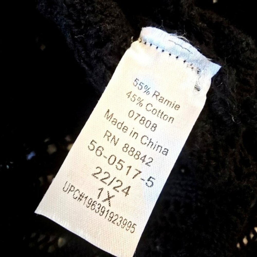 Woman Within Women's Open Front Cardigan Sweater Black Size 1X Long Flowy Knit - Picture 15 of 16